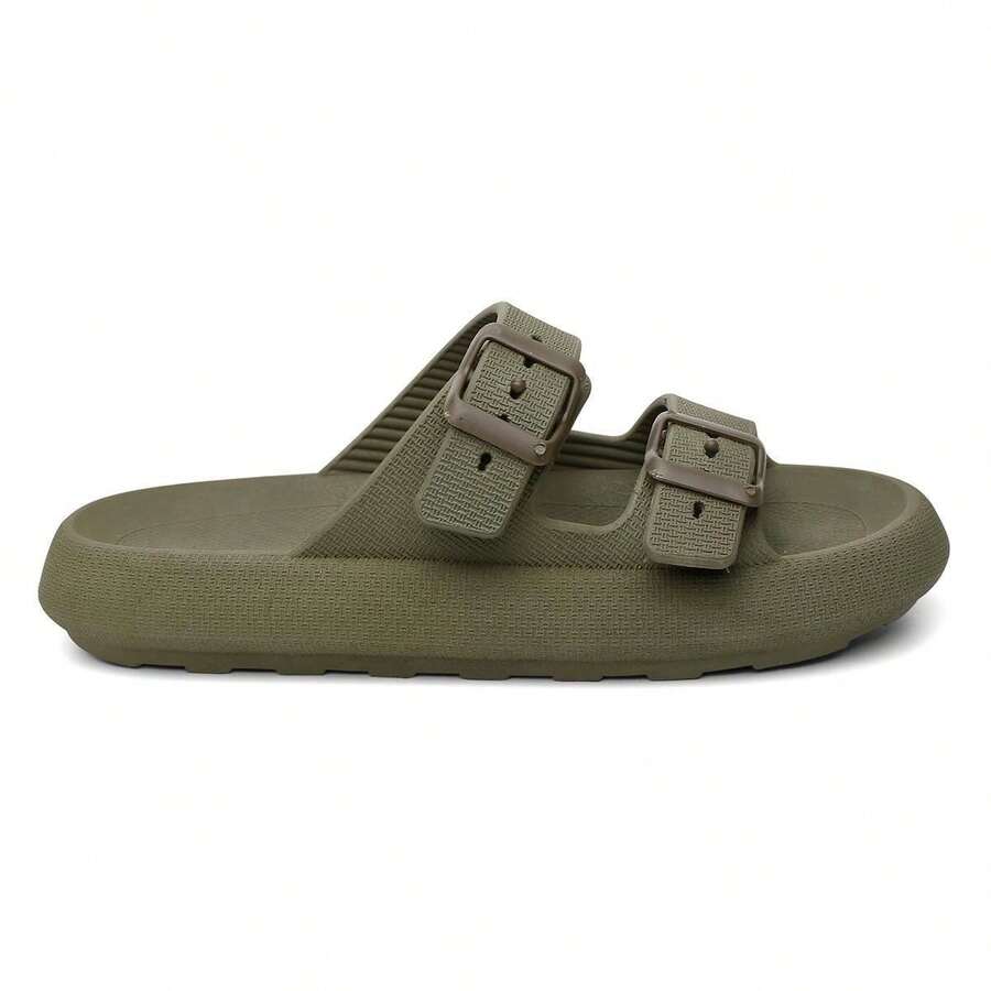 Men's Cloud Flip Flops Slide Sandal Two Straps Comfortable Birken Buckle - xanh quân đội - Xem 1