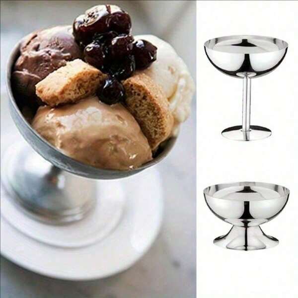 1 pièce Tasse de salade d'été, tasse à glace en acier inoxydable sûre, bol à dessert