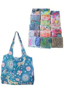 1 bucă geantă de cumpărături impermeabilă, de capacitate mare, design reutilizabil cu model floral și animal, geantă de mână pliabilă, ușoară, portabilă cu formă dreptunghiulară, potrivită pentru alimente, depozitare, călătorii