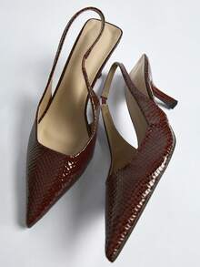 Zapatos de tacón alto con punta afilada y correa para el tobillo, regalos de Navidad de invierno para mujeres - Burdeos - Ver 4