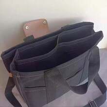 Bolso de lona de gran capacidad, bolso de pañales con múltiples bolsillos, compartimentos y correa de hombro ajustable, bolso de viaje cruzado de diseño funcional adecuado para uso diario, trabajo, viajes y compras. - Negro - Ver 6