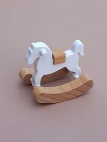 1 pieza Decoración de caballo de madera de dibujos animados para guardería, mini decoración de escritorio para dormitorio de bebé - Multicolor - Ver 8