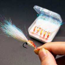 5/10个/盒 红冰翼虾蝇饵 咸水淡水蝇 鲈鱼鳟鱼鲑鱼人工诱饵 鱼钩 8# - 彩色 - 查看 5