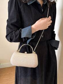 2025 New Style Ladies' Handbag, Dumpling Shape Single Handle Portable Outdoor Chic Shiny Shoulder Bag - Gold - View 5