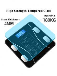 Bascula Digital Personal Control Peso Corporal Baño Gym Fit - Blanco y Negro - Ver 3