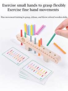 儿童蒙特梭利教具鳄鱼鱼骨配对颜色认知精细动作训练木制早教益智玩具 - 彩色 - 查看 9