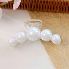 时尚大珍珠简约优雅亚克力发夹发饰，适合发髻、刘海，适合派对、通勤、服装搭配时尚发饰优雅发夹女爪夹秋冬度假装女士