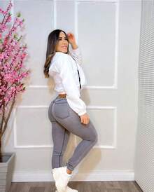 Jaqueta Blusa feminina Corta Vento Com Capuz Moda Outono Inverno a Top