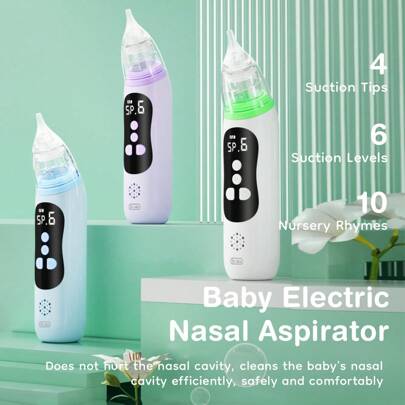 Baby Nasal Aspirator Strong Suction Electric Nasal Aspirator Suitable For Babies Newborns And Toddlers Portable Baby Nasal Aspirator Rechargeable With Light And Music