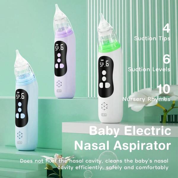 Baby Nasal Aspirator Strong Suction Electric Nasal Aspirator Suitable For Babies Newborns And Toddlers Portable Baby Nasal Aspirator Rechargeable With Light And Music