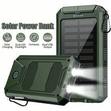 Pin dự phòng năng lượng mặt trời 36800mAh có đèn pin LED và la bàn, dùng cho mọi điện thoại di động và thiết bị điện tử, thích hợp cho kỳ nghỉ hè, du lịch/cắm trại ngoài trời và dự phòng khẩn cấp. - Xanh đậm - Xem 1
