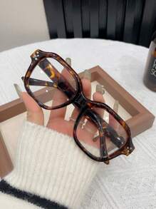 1 Stück Damen einfache polygonale Rahmenbrille mit Klarglas, geeignet für den täglichen Gebrauch, Brillenaccesoires für Damen