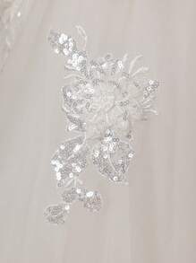 Elegant Puff Sleeve Floral Lace Princess Ball Gown Wedding Dress