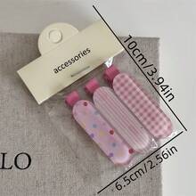 1 套果冻色格子发夹 - 甜美鸭嘴刘海侧夹 - 少女妆发夹头饰、发型、发饰、发饰 - 彩色 - 查看 7