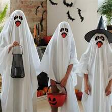 万圣节可爱鬼魂派对服装，鬼魂斗篷角色扮演服装 - 白色 - 查看 7