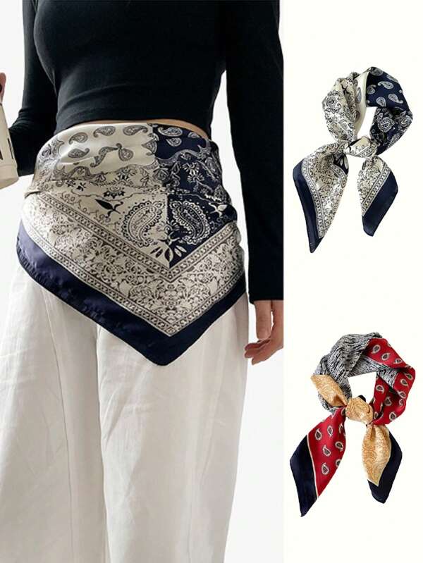Foulard carré simple noir et blanc avec motif de fleur de cajou pour hommes, foulard de mode pour le cou, convient au style de rue décontracté, aux voyages à la plage et à l'utilisation quotidienne, en tissu de haute qualité, accessoire de vacances, foulard carré respirant et de mode, foulard décoratif, accessoire élégant non extensible, convient aux accessoires décoratifs d'extérieur