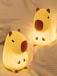 Cute Dolphin Night Light, Children Silicone Glow Lamp, USB Rechargeable Animal Tactile Bedside Sleep Light, Decorative Gift - Yellow - View 9