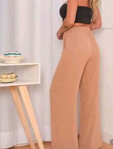Duna Pantalona Crepe Trousers - Khaki - View 2