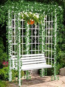 1/12/24PCS Artificial Plant Green Ivy Sweet Potato Leaf Vine UV Resistant Leaf Rattan Creeper Leaves Vine Hanging Garland DIY Durable Fake Flowers Plants For Outdoor Garden Wedding Party Home Decor, Bedroom Wall Decor, Greenery Decoration, Window, Windowsill,Yard Decor, Bedrooms, Gardens, Balconies, Swing Frames, Shopping Malls, Stair Decoration, Valentine Day, Gift Gifts Birthday Graduation Jungle Theme Party,Christmas