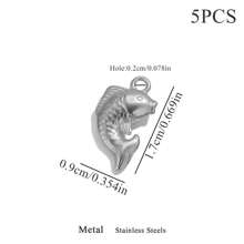 5 pièces Accessoires de fabrication de bijoux en acier inoxydable à la mode et polyvalents, pendentif série océanique baleine pour collier et boucles d'oreilles