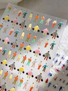 1 pieza Pegatinas de uñas con personajes de dibujos animados lindos y personalizados en varias acciones, calcomanías de uñas autoadhesivas coloridas y lindas para decoración de uñas, apropiadas para uso personal DIY y en salón de manicura