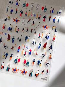 1 pieza Pegatinas de uñas con personajes de dibujos animados lindos y personalizados en varias acciones, calcomanías de uñas autoadhesivas coloridas y lindas para decoración de uñas, apropiadas para uso personal DIY y en salón de manicura