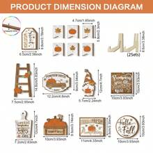 1/70 Sets disponibles, Set de 15 piezas de decoración de bandeja en niveles de madera con temática de Acción de Gracias y otoño, que incluye decoración de bandeja con calabazas de granja, gnomos de otoño, hojas de arce y otros decoraciones de otoño y cosecha para el hogar, sin bandeja