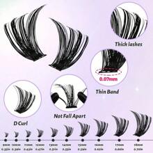DIY Cluster Lashes Natural Look 720pcs Wispy Lash Clusters 9-18mm Short Eyelash Extension With 80D+60D Mixed Lash Book D Curl Natural Lash Extension. !! !Random Style.
