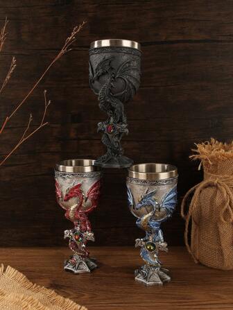 Stainless Steel Dragon Warrior Goblet - Perfect For Halloween And Christmas, Elegant Tabletop Decor, Reusable And Insulated, Ideal For Christmas, Thanksgiving