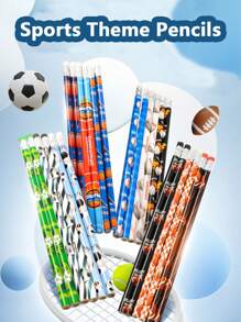 Set di 12 matite a tema sportivo con gomme, matite a tema calcio, baseball, basket, football, forniture per studenti e ufficio, regalo per il ritorno a scuola