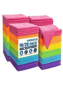 HYER KITCHEN [قماش ميكروفايبر ماص] قماش ميكروفايبر فائق الامتصاص 5/10/20 قطعة سريع الجفاف | فائق الامتصاص، بدون خدوش، 9.84x9.84 بوصة، 25x25 سم - مثالي للمطابخ والحمامات وغرف المعيشة والشرفات الخارجية - مناشف ماصة حديثة الطراز، ألوان زاهية، قماش ميكروفايبر متين مجموعة - مصنوع من مادة البوليستر لمجموعة متنوعة من الأسطح، نهاية لامعة خالية من الخطوط