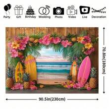 1 pieza Fondo de playa tropical, Fotografía de fondo de isla de Hawái con palmeras de verano, Fondo de fotografía, Fondo de pared de video, Tela colgante, Pancarta de fiesta, Fondo de foto de fiesta, Suministros de fiesta - Multicolor - Ver 3