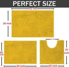 Bathroom Rug Set, Cute Bathroom Rugs, Chenille Bath Rug Sets 3 Piece, Ultra Soft Non-Slip Bath Rug, And Absorbent Bathroom Rug Set, Easy Clean, Plush Bath Mat For Bathroom, Tub, Shower,Yellow - Yellow - View 9