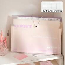 1pc Gradient Color Office Exam Paper Storage Bag, High-Quality Accordion File Folder, Multi-Layer Document Bag For School Students, Fresh Style Exam Paper Organizer