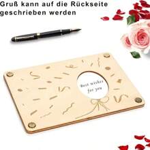 Carte d'anniversaire en bois avec design coloré de billets. Support créatif pour cadeau en espèces, carte de vœux en bois artisanale pour anniversaires, idée de cadeau unique et réfléchie