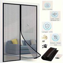 1 Set Magnetic Screen Door, Self-Sealing Heavy-Duty Mesh Partition - Keeps Bugs Out, Pet & Kid Friendly, Easy To Install, Polyester Material, Indoor Outdoor Use, Indoor Partition | Modern Screen Door | Easy Installation, Screened In Patio Breathable Magnetic Mesh Curtain - Multicolor - View 13