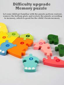 Children's Early Childhood Educational Wooden Puzzles Animal Shape Three-Dimensional Puzzle Toys Wooden Dinosaur Caterpillar Giraffe Crocodile Puzzles Exercise Fine Hands And Brains Logical Thinking Cognitive Educational Toys - Multicolor - View 6
