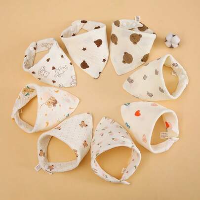 Yue Ye 3/4 piezas de baberos suaves y transpirables para bebé, pañuelos triangulares multifuncionales de algodón gasa con estampado de animales lindos, baberos absorbentes de 4 capas de algodón puro, adecuados para uso en casa y al aire libre