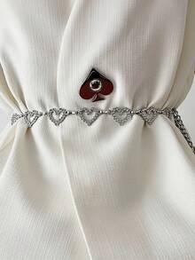 1pc Minimalist Heart Shaped Metal Waist Chain, Fashion Accessory For Dress, Sweater, Blouse, Versatile For All Seasons