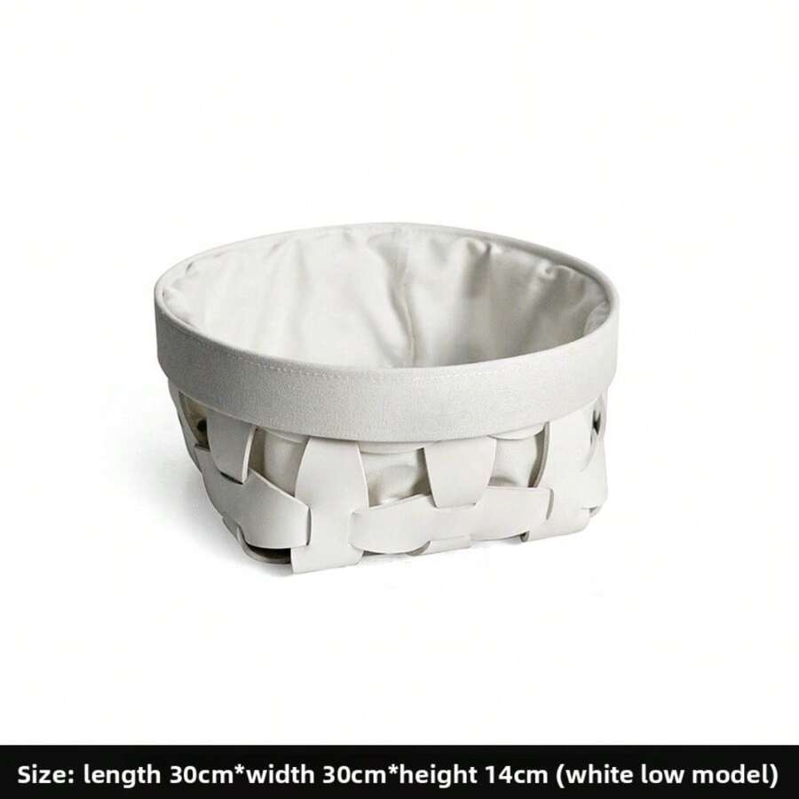 Woven R Laundry Basket Household Toilet Laundry Storage Basket Large Capacity Laundry Basket Multifunctional Storage Basket - White short style - View 1