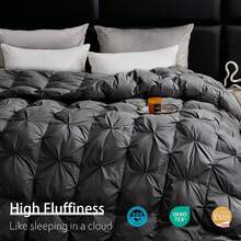 Lesnncier Luxurious Heavyweight Goose Down Feather Fiber Comforter Duvet Insert, Exquisite Gray Pinch Pleat Design, Oversize Palatial King 106 X 90, (Dark Gray) - Màu xám đen - Xem 2