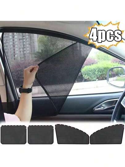 Set de 4 parasoles para ventanas de coche, cortinas para ventana delantera/trasera con protección UV y bloqueador de luz solar magnético, accesorios de sombra de privacidad interior para automóviles que reducen el brillo en la mayoría de los coches