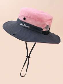 1 件儿童马尾辫太阳帽宽边防紫外线适合 3-8 岁女孩沙滩渔夫帽