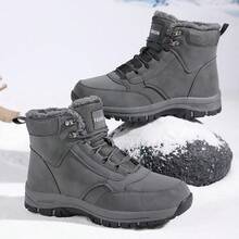 (Couple) Men's Snow Boots, Outdoor Sports High-Top Shoes For Autumn/Winter, PU Waterproof Hiking Boots, Trekking Boots, Outdoor Camping Adventure Boots, Women's Winter Boots, TPR Anti-Slip Durable Soles, Black/Gray, Size 36-47