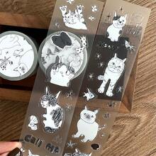 3m Cute Cat Themed Decorative Sticker Rolls, Creative Scrapbooking Stickers For Journals, Planners, Crafts - one-size - View 9