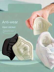 4pcs Anti-Friction Sport Shoe Insoles - Nylon Foot Protector Pads With Adhesive Backing, Provide Comfort And Support, In Beige And Black Colors, Enhanced Shoe Comfort | Ergonomic Shoe Inserts | Heel Cushion Inserts, Shoe Accessories