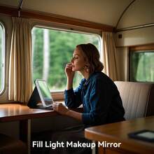 LED Lighted Makeup Mirror - Foldable Smart Touch Control HD Vanity Mirror | Rechargeable Portable For Dorm Travel, Professional Makeup Studio | No Distortion | Teen Girls Gifts, Bridal Shower - Multicolor - View 9