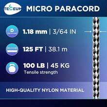 TECEUM Micro Paracord – 118 Mm X 125 Ft – Micro Utility Cord – Thin Braided Paracord Rope – Best Crafting, Projects, Fishing, Camping – Wind Chime – Survival Strong String - Urban Camo - 查看 8