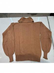 Women's Knitted Turtleneck Sweater – Comfort And Style For Winter - Krem - View 2