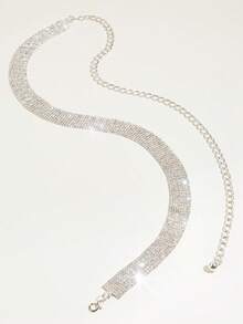 1pc Women's Rhinestone Decor Heavyweight Waist Chain - Silver - View 2